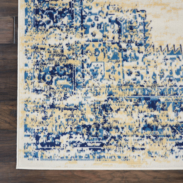 Bungalow Rose Burnie Oriental Blue/Ivory Area Rug & Reviews Wayfair